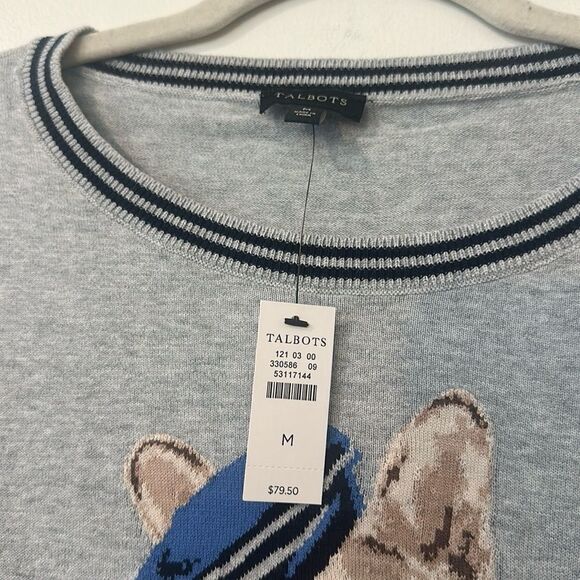 Talbots Lightweight French Bulldog Graphic Sweater M - Picture 2 of 6